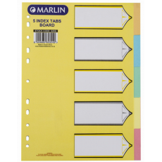 Marlin File dividers / indexes 160gsm Pastel Board: 5 position